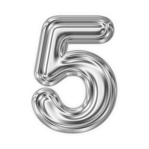 5 Yaş Rakam Folyo Balon - Gümüş Gri - Büyük Boy