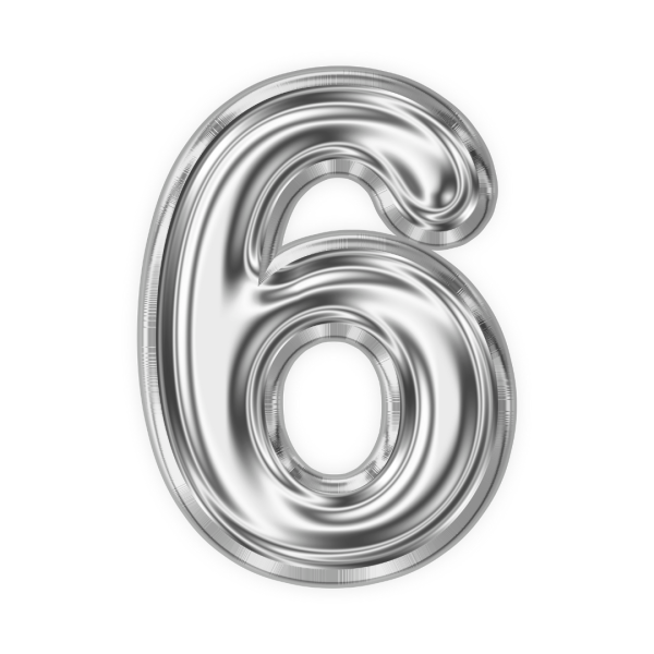 6 Yaş Rakam Folyo Balon - Gümüş Gri - Büyük Boy