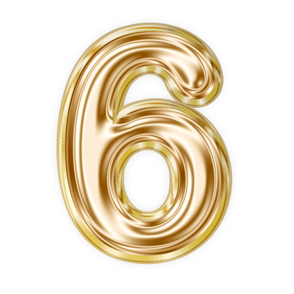 6 Yaş Rakam Folyo Balon - Gold Renk - Büyük Boy
