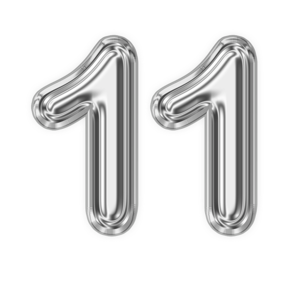 11 Yaş Rakam Folyo Balon - Gümüş Gri - Büyük Boy