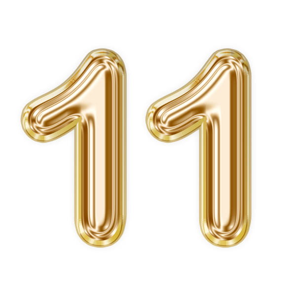 11 Yaş Rakam Folyo Balon - Gold Renk - Büyük Boy