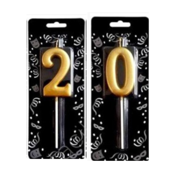 20 Yaş Rakam Mum - Pasta Mumu - Gold