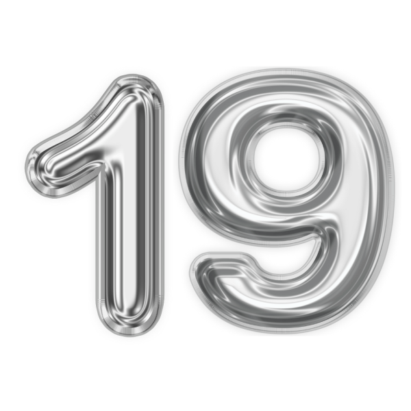 19 Yaş Rakam Folyo Balon - Gümüş Gri - Büyük Boy