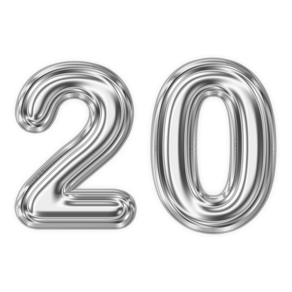 20 Yaş Rakam Folyo Balon - Gümüş Gri - Büyük Boy